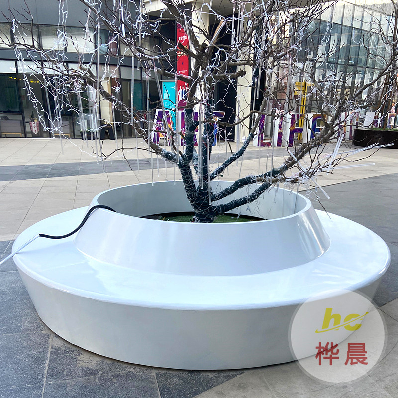 玻璃鋼樹池坐凳商場(chǎng)花池弧形休閑椅種植池大花壇戶外花盆座椅定制