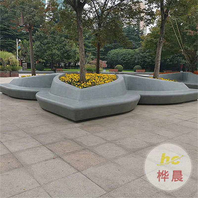 玻璃鋼公園花盆座椅園林景觀花壇商場公園休閑戶外異形長條凳廠家